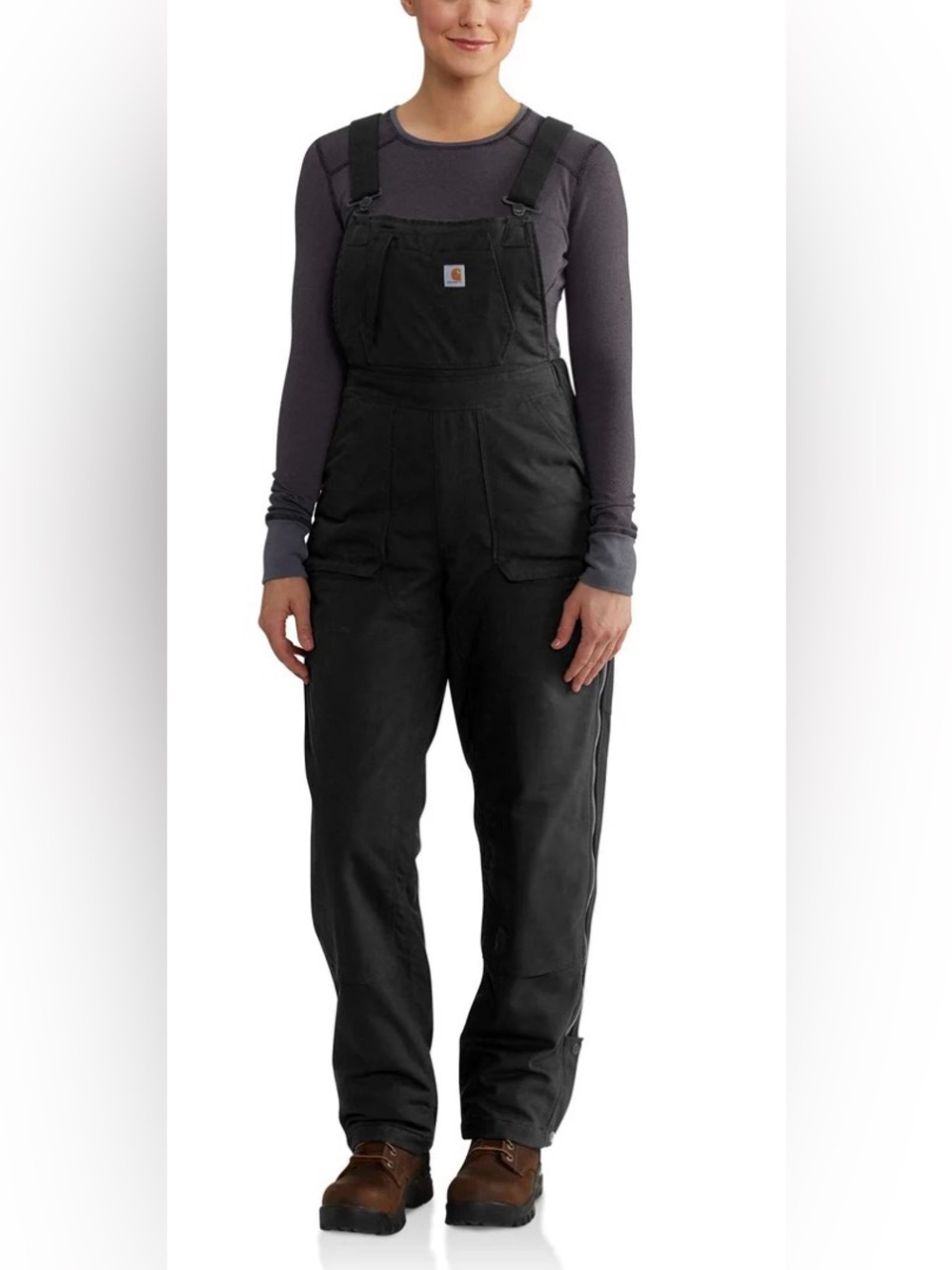 Women’s Carhartt Full Swing Cryder Bib Overalls Black Size Large BNWT